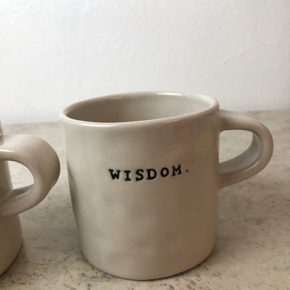 Rae Dunn by MangetaType Print Peace & Wisdom Set 2 Mugs Beige - Picture 6 of 8